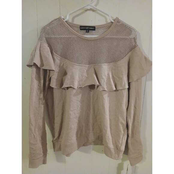 Almost Famous Pink Sweater Size XL Fishnet Pastel Cozy Cottage Ballet Coquette - Picture 1 of 5